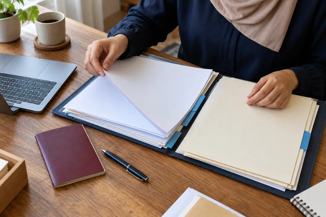 Organising a document folder before translation
